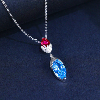 S925 Sterling Silver Blue Teardrop Pendant Necklace – Elegant & Stylish Gemstone Jewelry