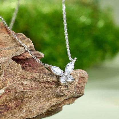 Zirconia Butterfly Pendant Necklace – S925 Sterling Silver Elegant Jewelry