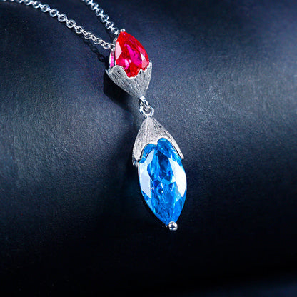 S925 Sterling Silver Blue Teardrop Pendant Necklace – Elegant & Stylish Gemstone Jewelry