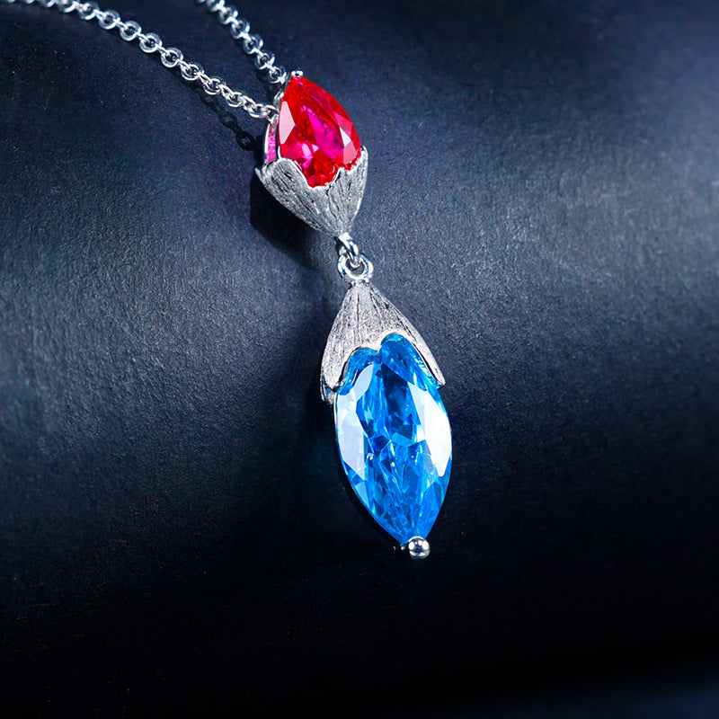 S925 Sterling Silver Blue Teardrop Pendant Necklace – Elegant & Stylish Gemstone Jewelry