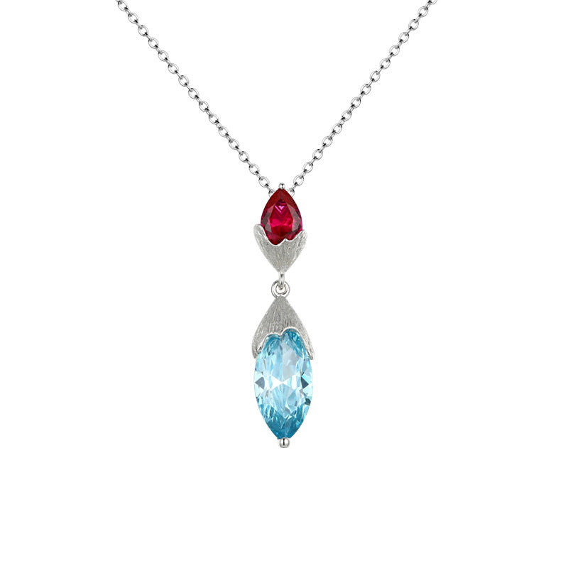 S925 Sterling Silver Blue Teardrop Pendant Necklace – Elegant & Stylish Gemstone Jewelry